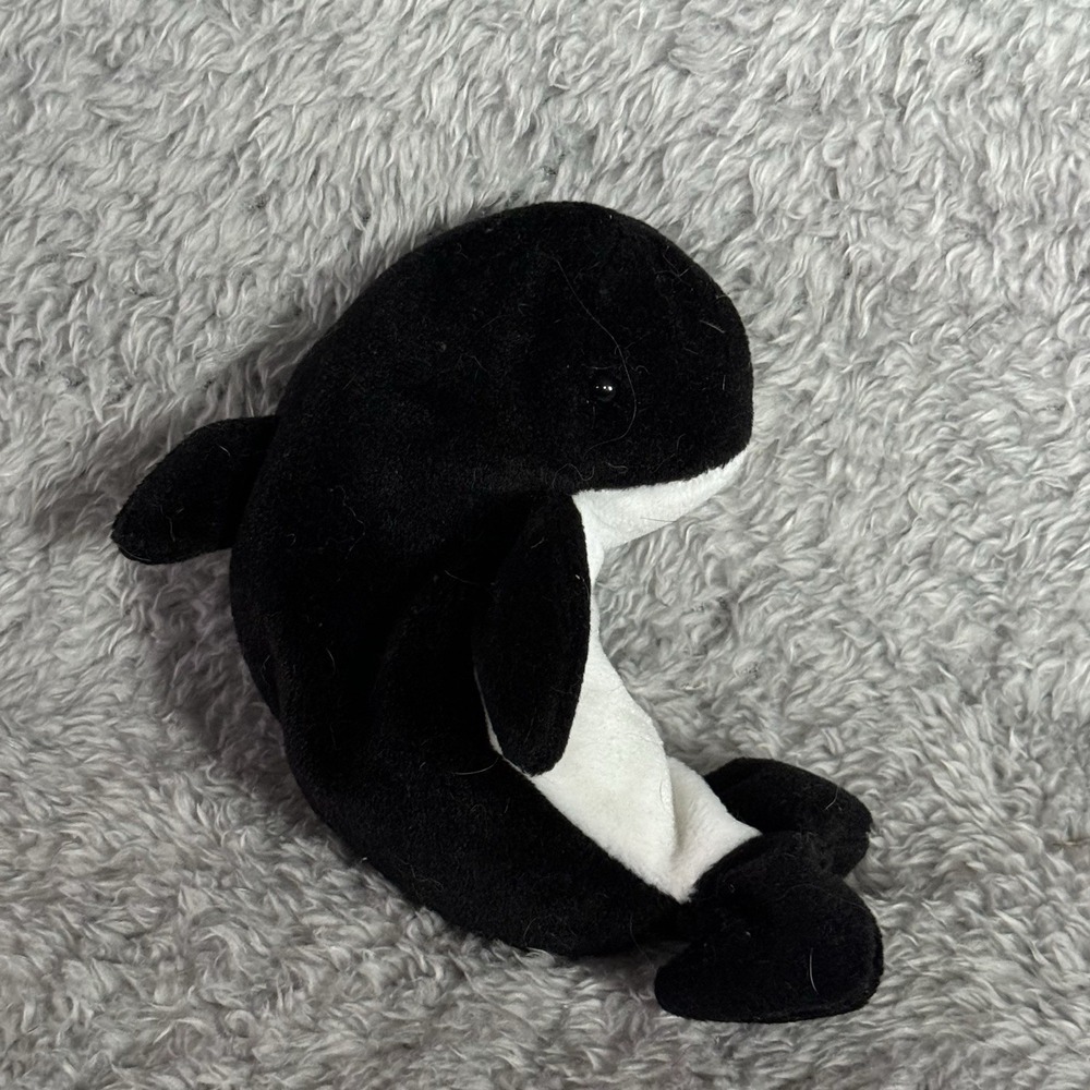 Ty Beanie Babies Waves Plush Orca Whale Black White Killer Whale Stuffed Animal